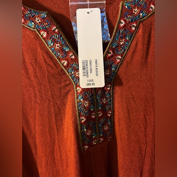 NWT SOFT SURROUNDINGS Parita Tunic Top Long Sleeve Rust Red Boho Size Small - Picture 4 of 10
